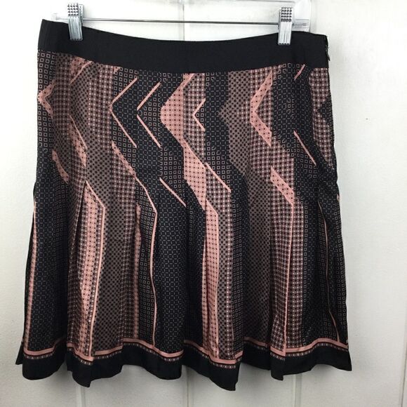 Elie Tahari Silk A-line Skirt, Pink & Black, Size 8 - Picture 1 of 9